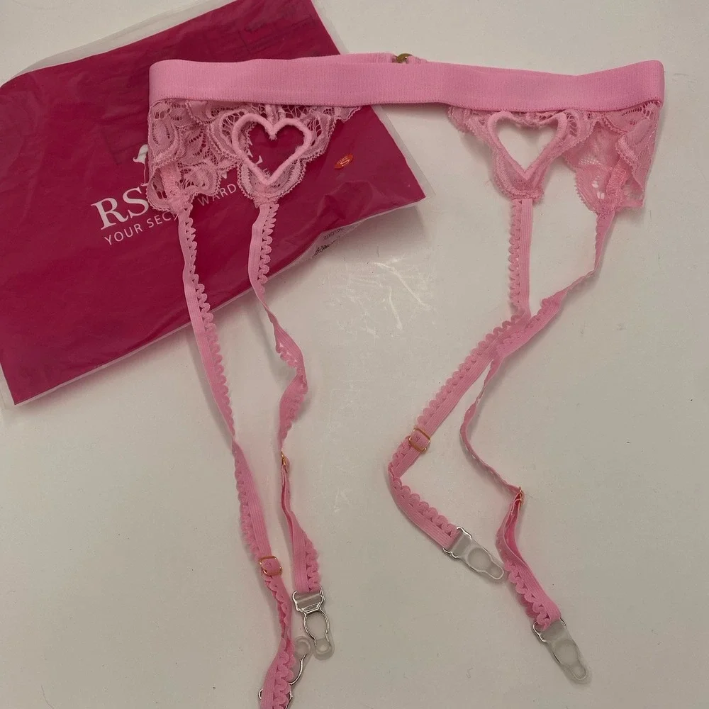 Rslove Women's‎ Three Piece Lace Lingerie Set Hearts Light Pink Small New